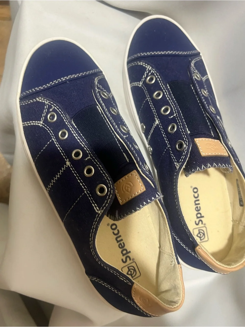Spenco Women’s Navy Canvas Slip-On Sneakers Size 7 Orthotic Comfort Casual Shoes - Picture 5 of 9